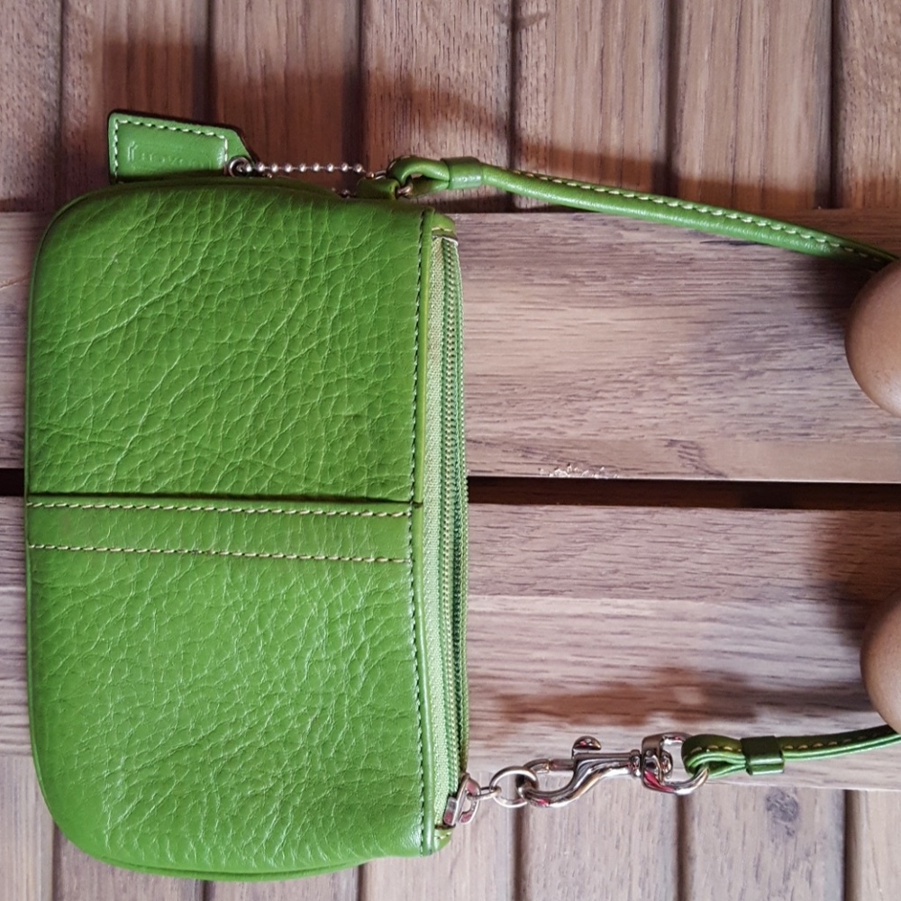 Coach green wristlet